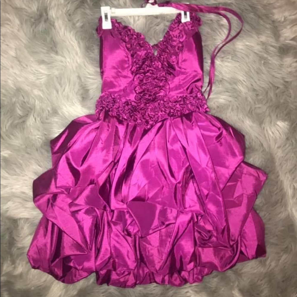 Fuchsia Puffy Short Dress